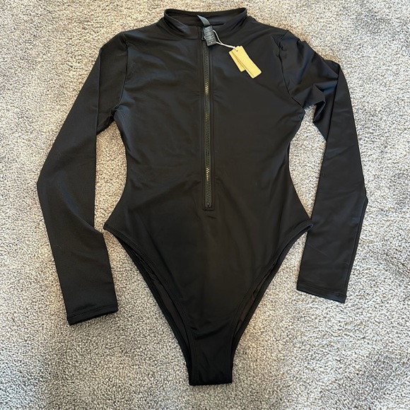 SKIMS Black Long Sleeve One Piece Swimsuit - Picture 1 of 6